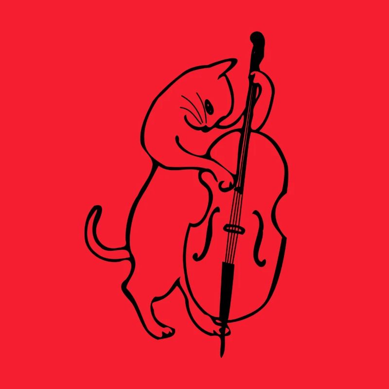 Katze mit dem Kontrabass