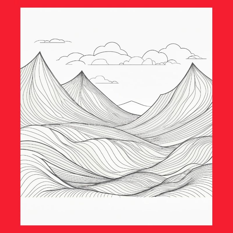 Berglandschaft im Linienstil