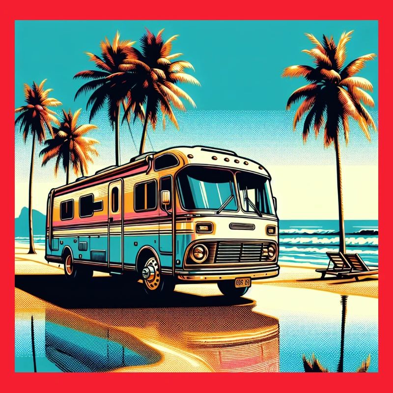 Retro Camper am Tropenstrand