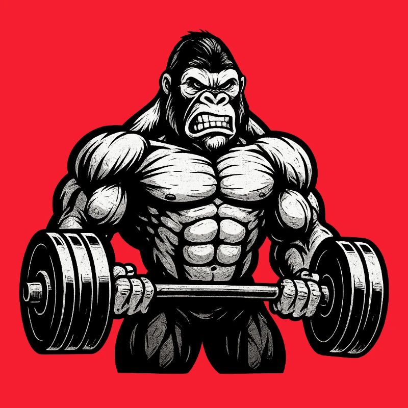 Kraftgorilla beim Hantelheben