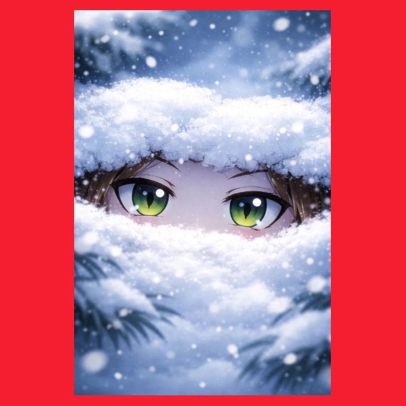 Animeaugen im Schneegestöber