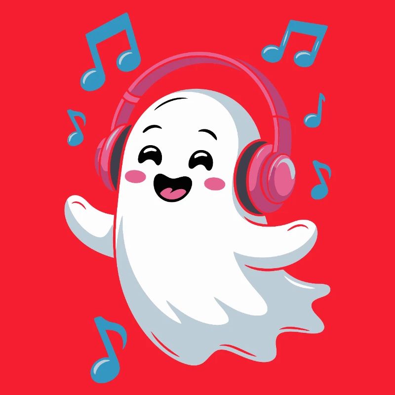 Musikbegeisterter Ghost mit Kopfhörern