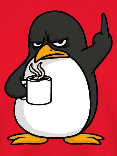 Pinguin Kaffee Kaffeeliebhaber Büro Mittelfinger