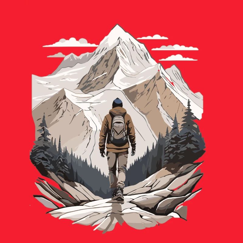 Wanderer vor Berggipfel