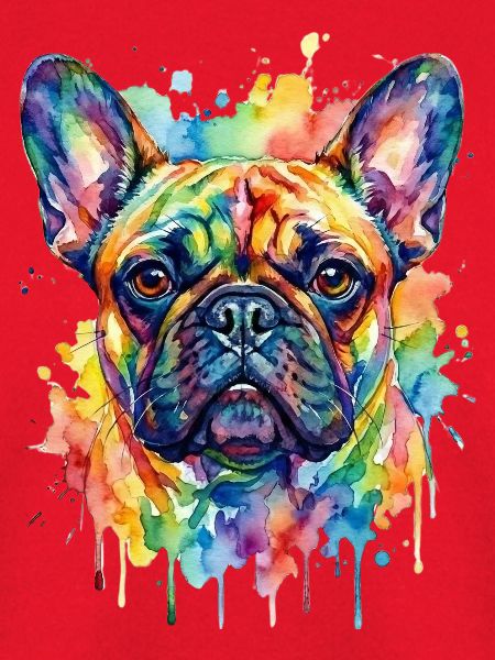 Bunte Aquarellbulldogge