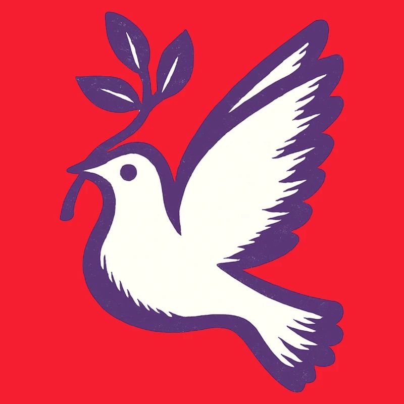 Colombe violette emblème branche d’olivier