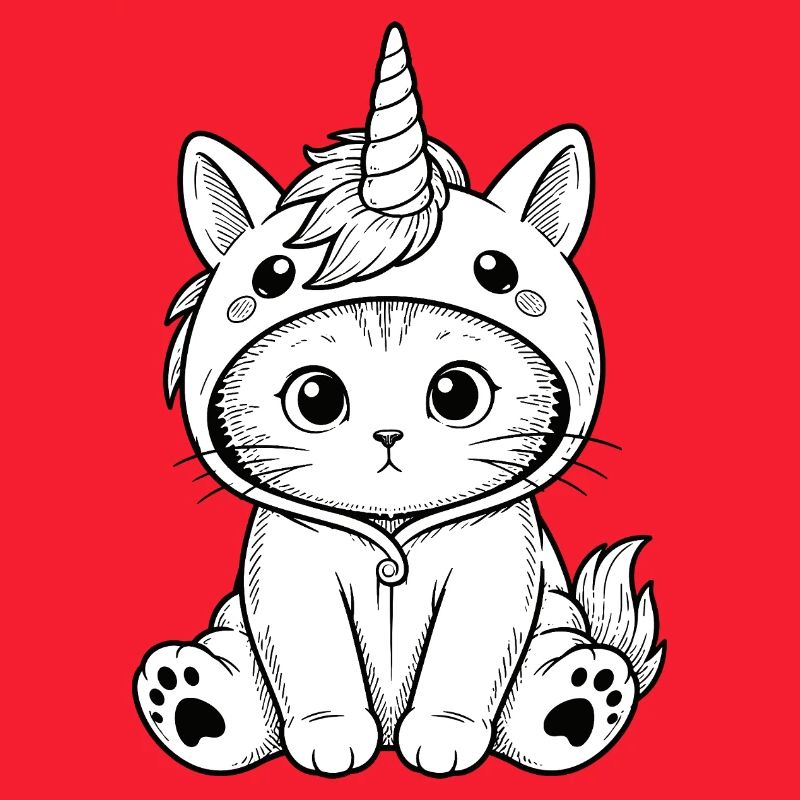 Sweat à capuche licorne chaton
