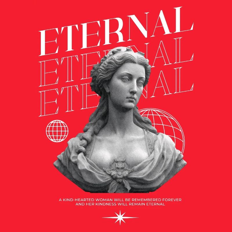 Bonté éternelle : Statue, collage globe