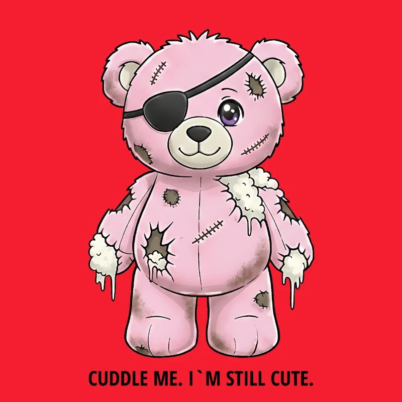 Patchwork Pink Teddy Bear with Eye Patch
