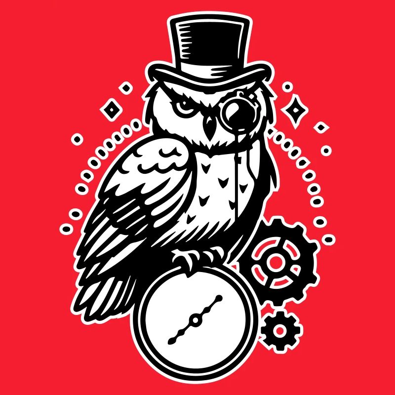 Steampunk owl and clock design