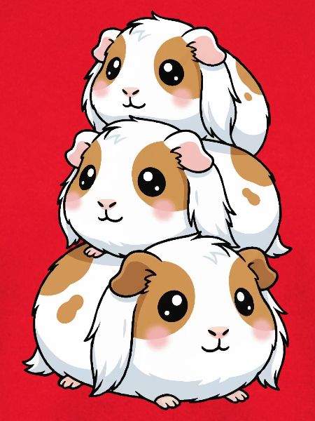 Gestapeltes Meerschweinchen-Kawaii-Trio