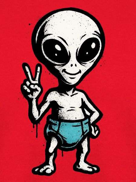 Kindermotiv: Alien Peace Zeichen Illustration