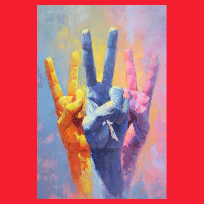 Regenbogen-Peace-Zeichen-Handporträt