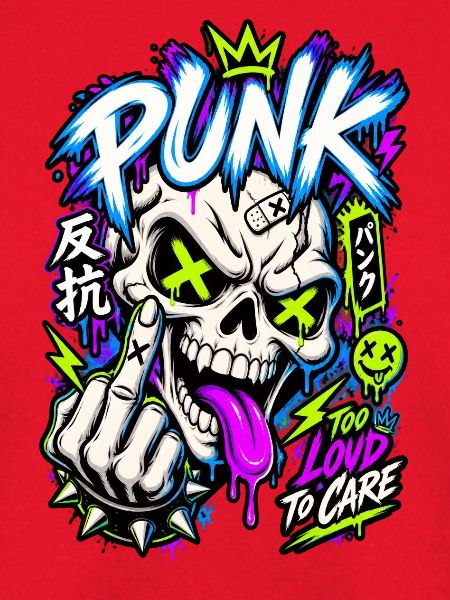 Neon Punk Schädel Grafik
