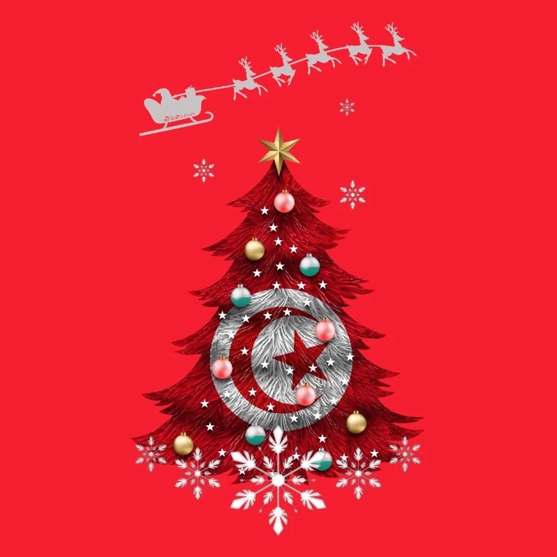 Weihnachtsbaum mit tunesischer Flagge