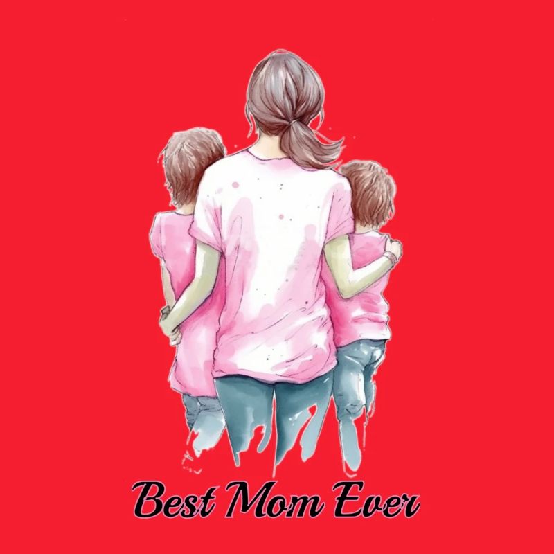 Mere et enfants de dos