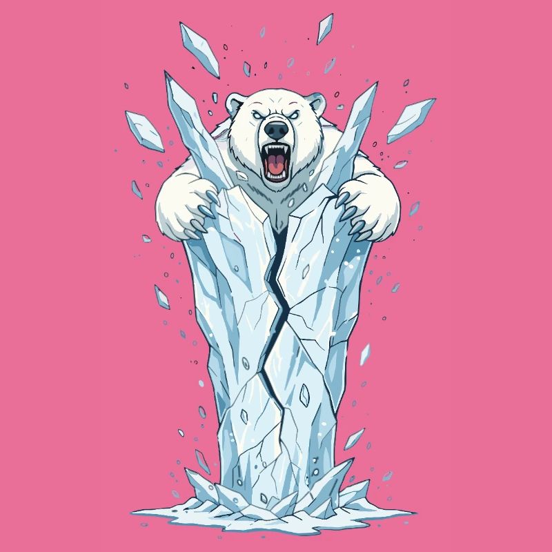 Eisbär bricht Eisblock