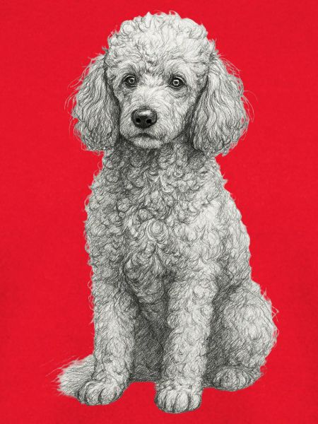 Pudel Hund im Handzeichnungsstil