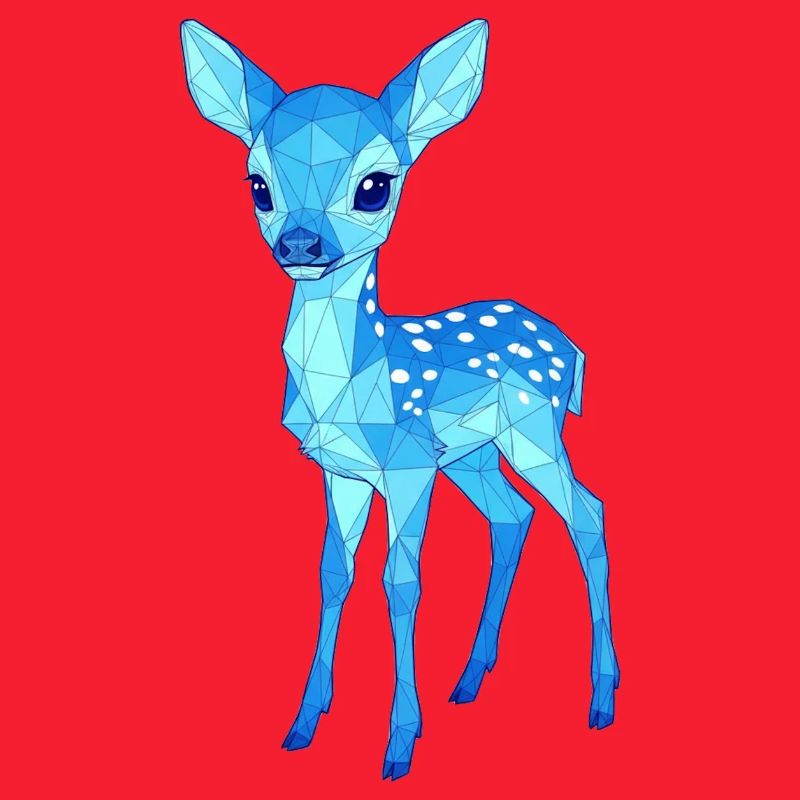 Blauer Low-Poly Hirsch