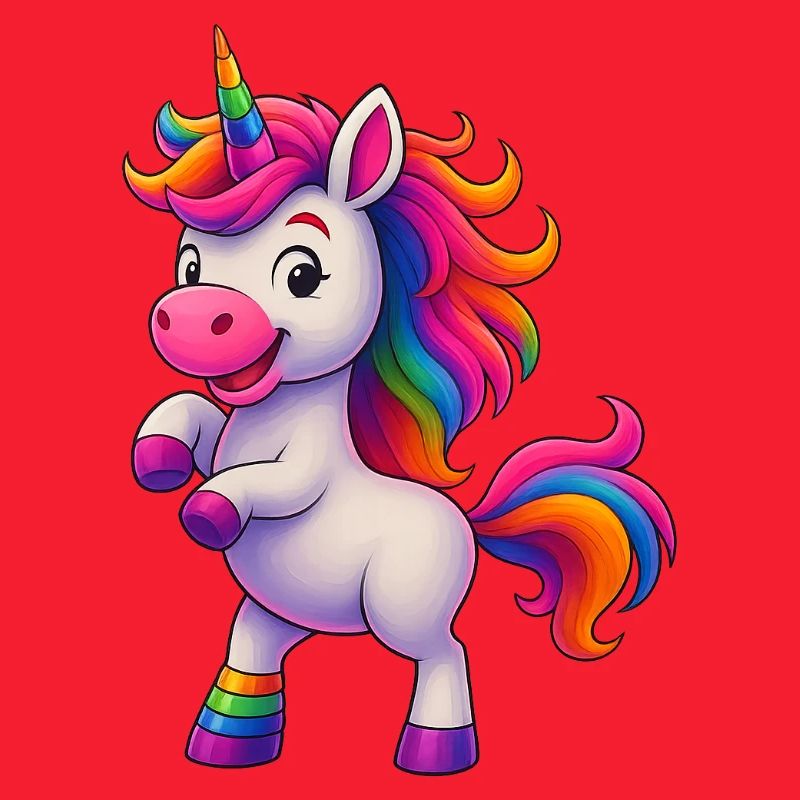 Bunter Einhorn mit Regenbogenmähne