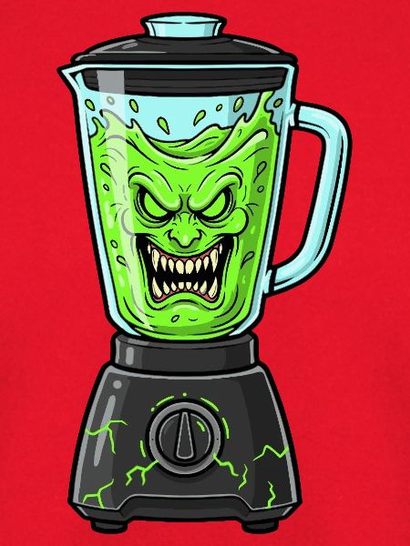 Grüner Slime-Blender mit Monstergesicht