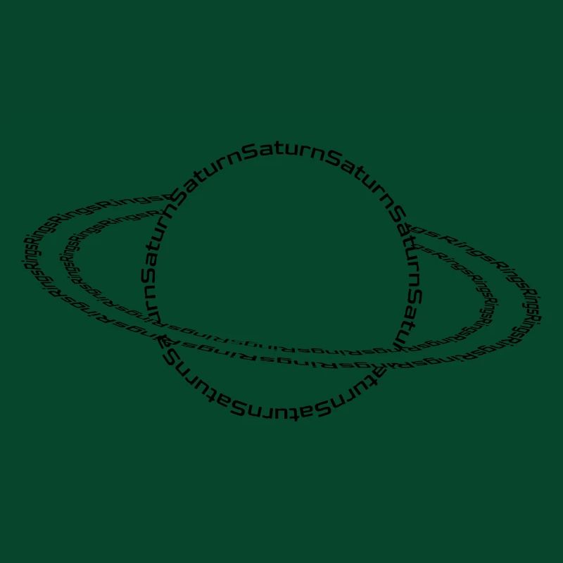 Saturn with rings graphic built from text