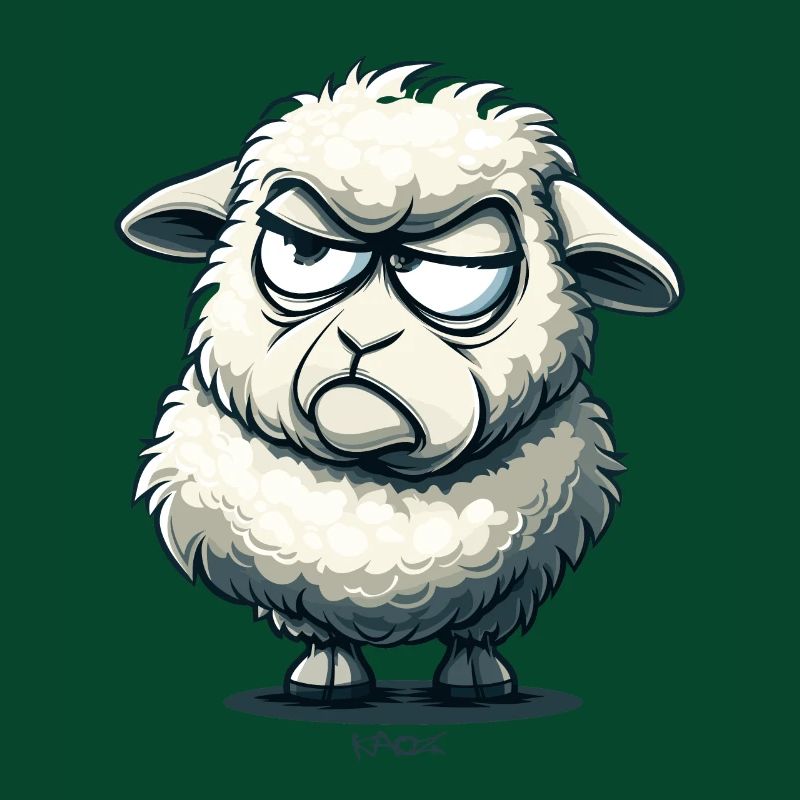 Ein genervtes Cartoon-Schaf