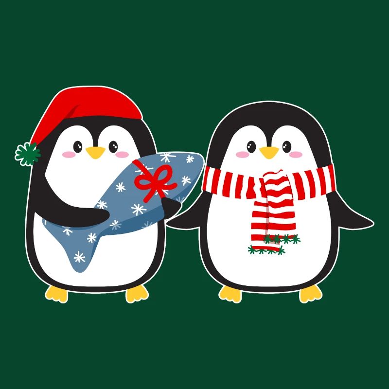 Niedliche Pinguine mit Geschenk
