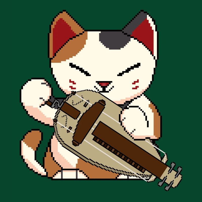 Katze spielt Drehleier