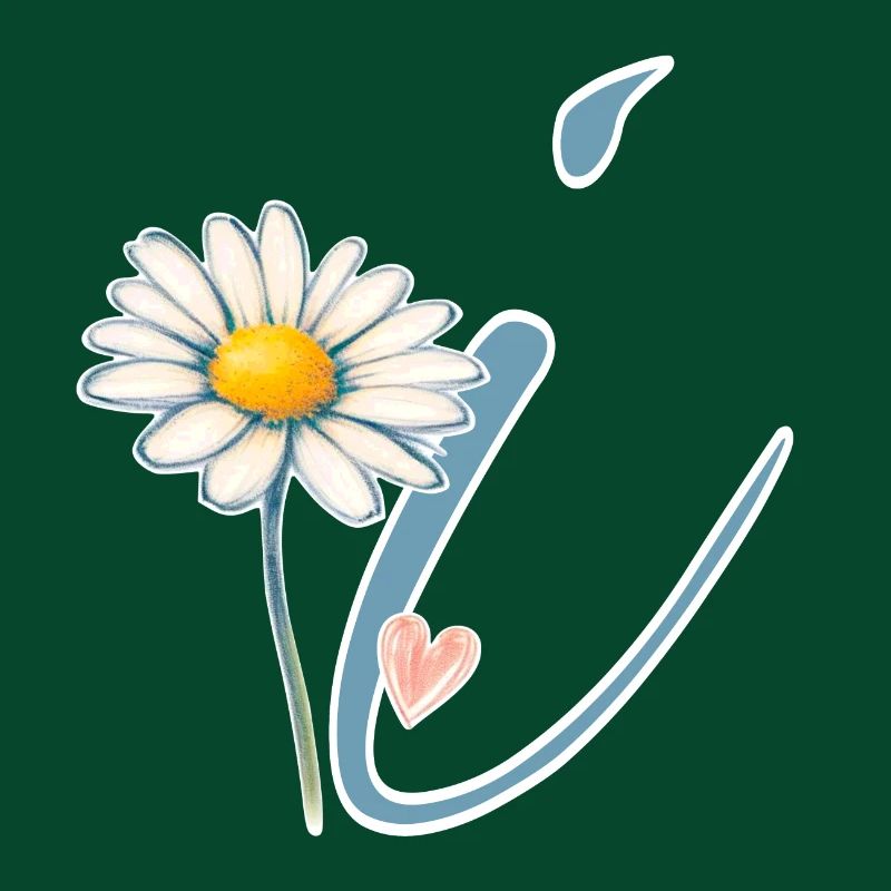 Buchstabe i Gänseblümchen Herz