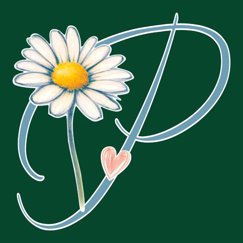 Buchstabe P Gänseblümchen Herz