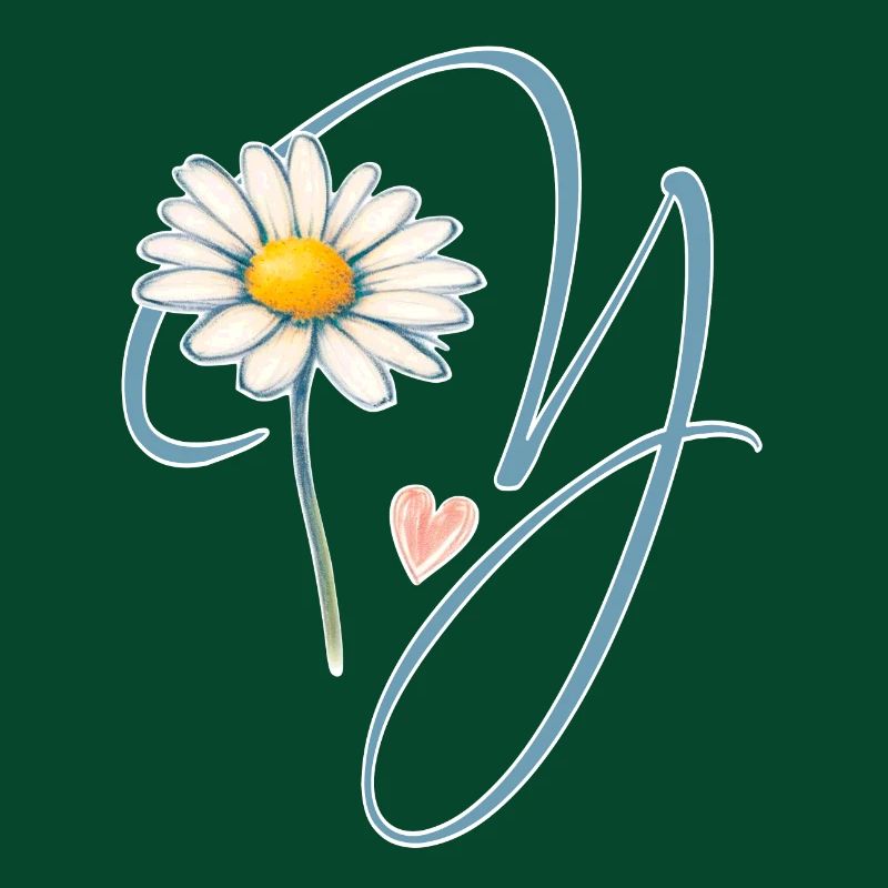 Buchstabe Y Gänseblümchen Herz