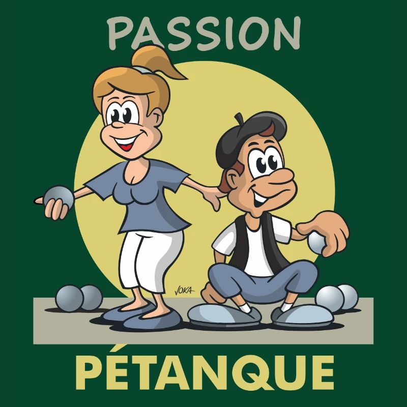 Cartoon Paar Passion Pétanque