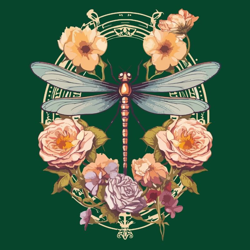 Jugendstil - Libelle und Blumen