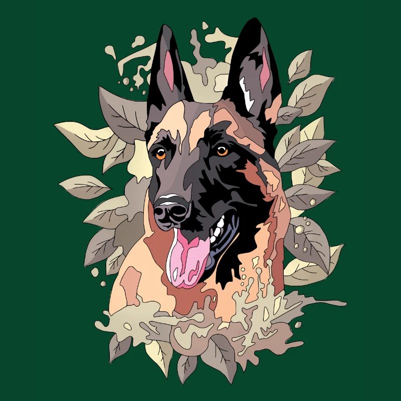 Malinois in Blättern