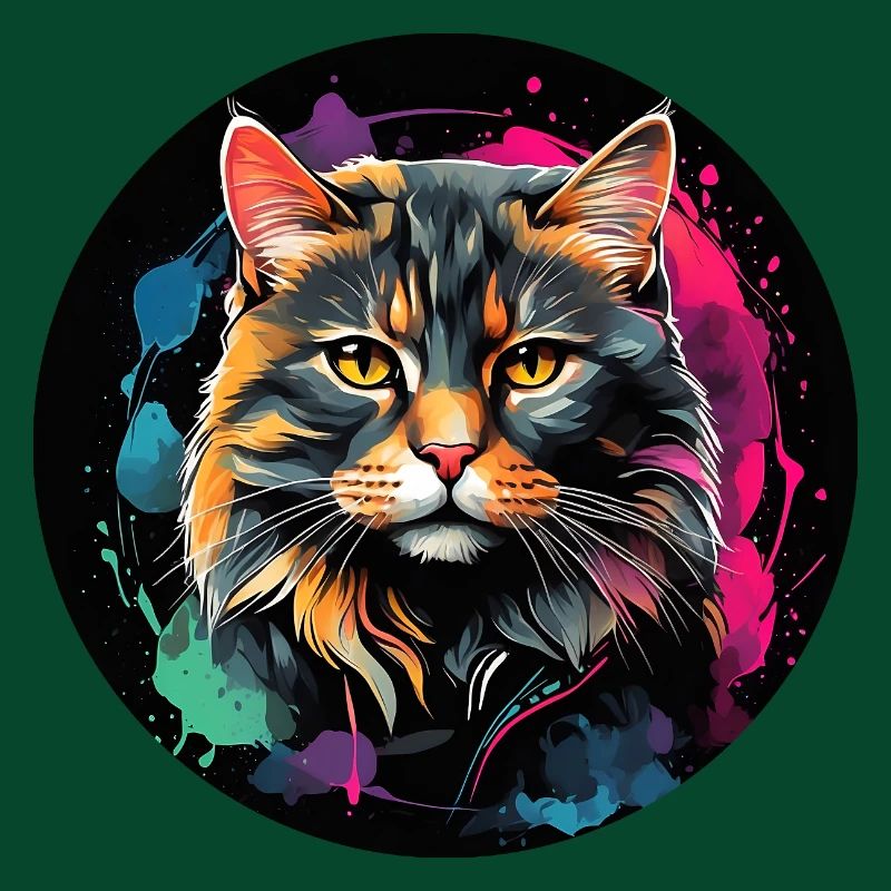 Portrait de chat mignon en technique d'aquarelle dans un cercle