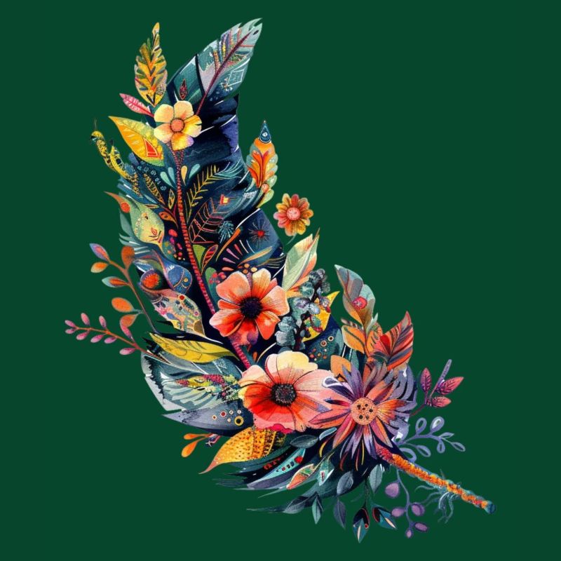 Mit Blumen bestückte Feder