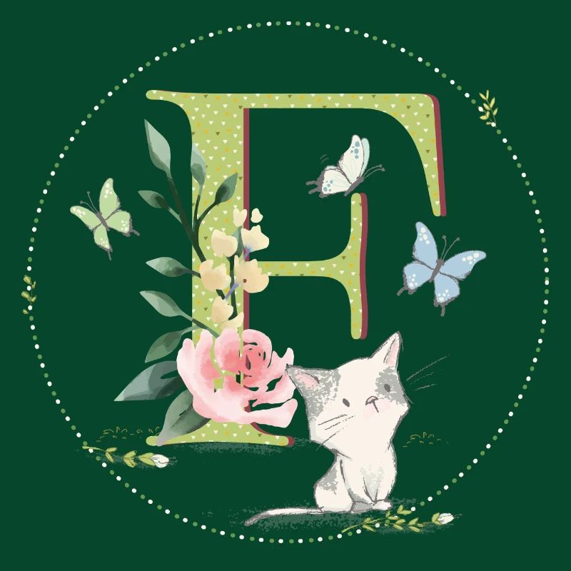 Anfangsbuchstabe F mit Katze