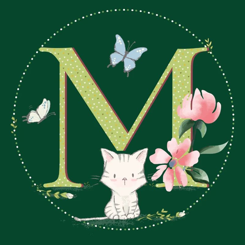 Lettre initiale M avec chat