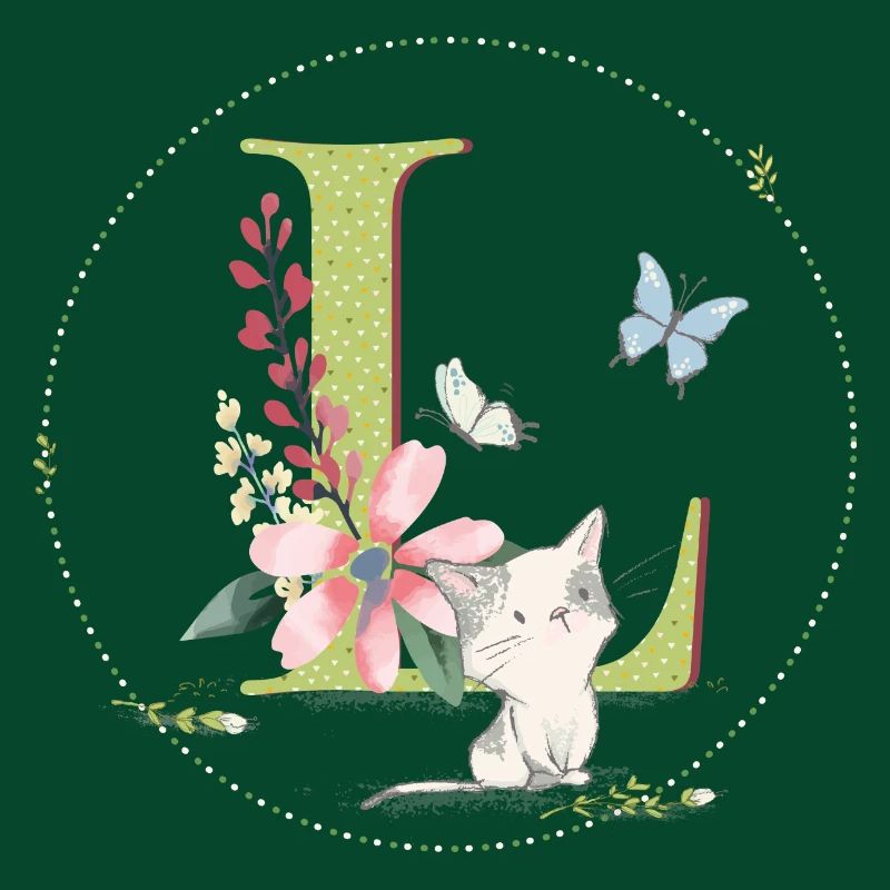 Lettre initiale L avec chat