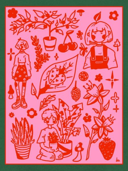 Design Pflanzen in Pink/Rot