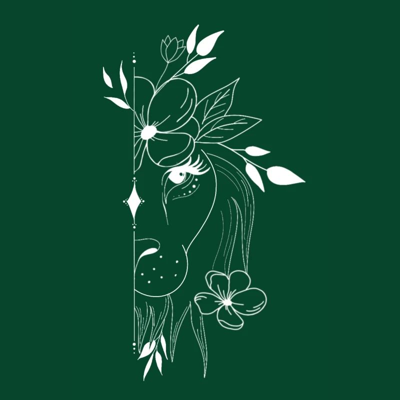 Löwe floral weiß