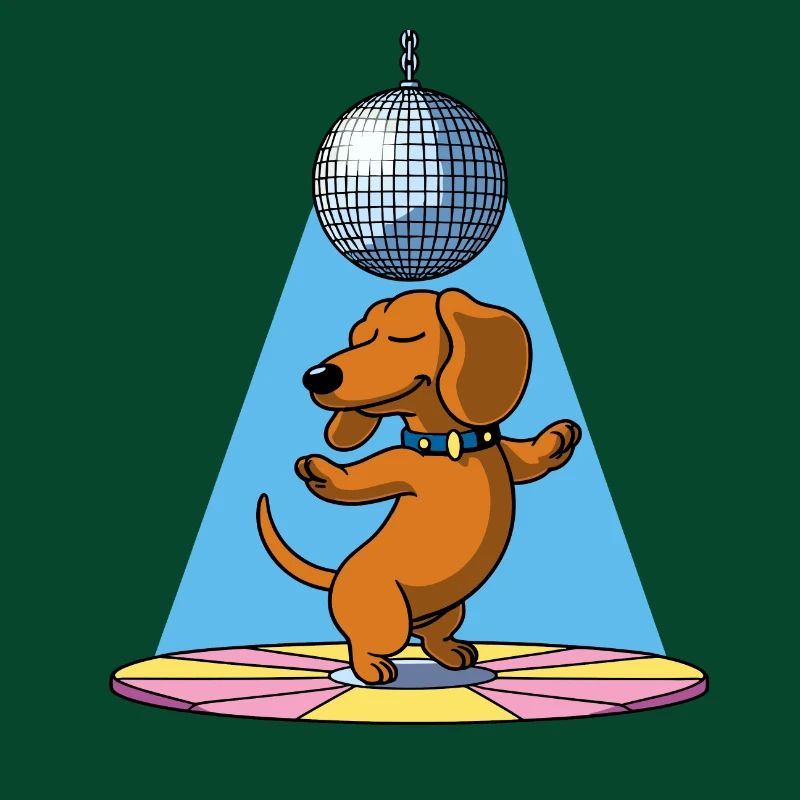 chien teckel boule disco danse danse dans une soirée disco