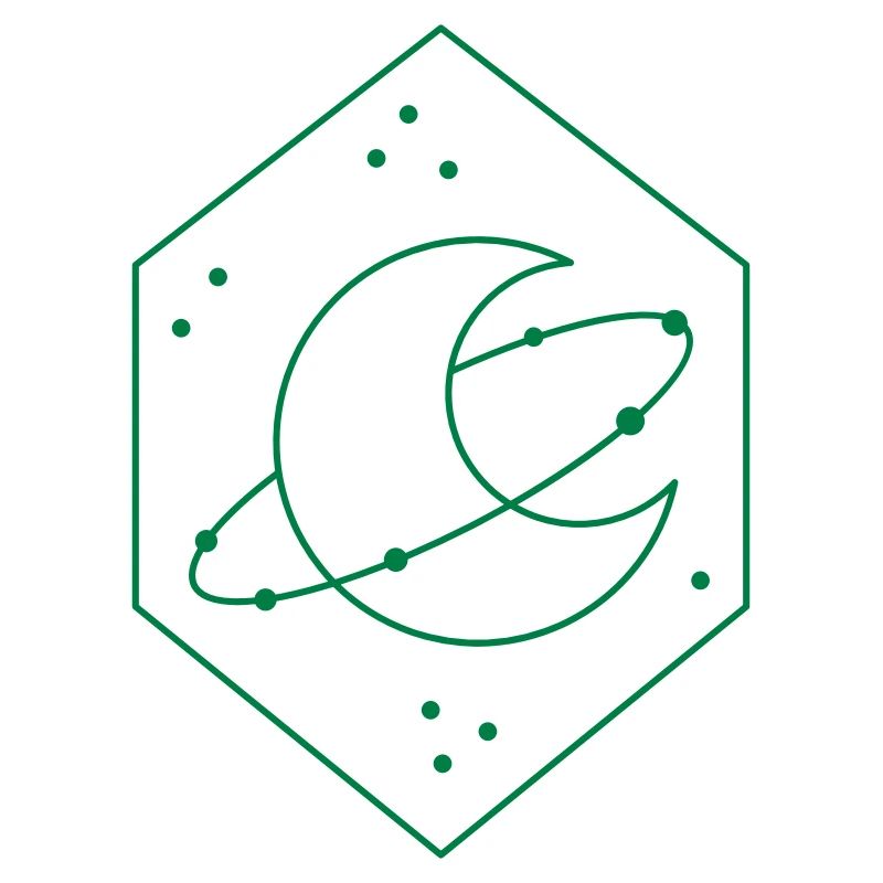 Diamond crescent moon with orbit