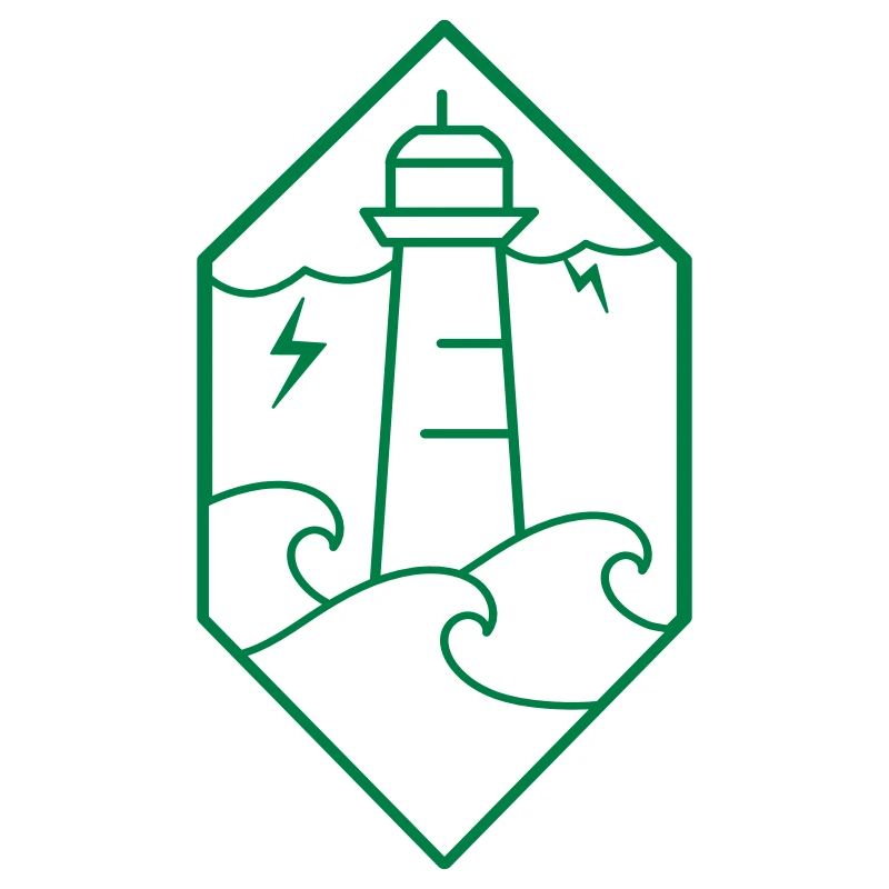 Stürmischer Leuchtturm auf Meereswellen mit Blitz