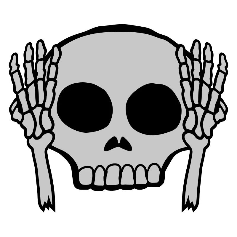 Mains devant les oreilles Crâne