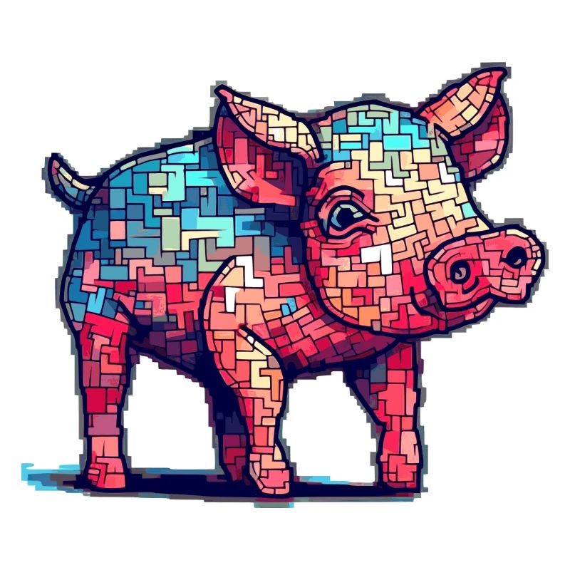 Retro Schwein in cooler 8 Bit Grafik