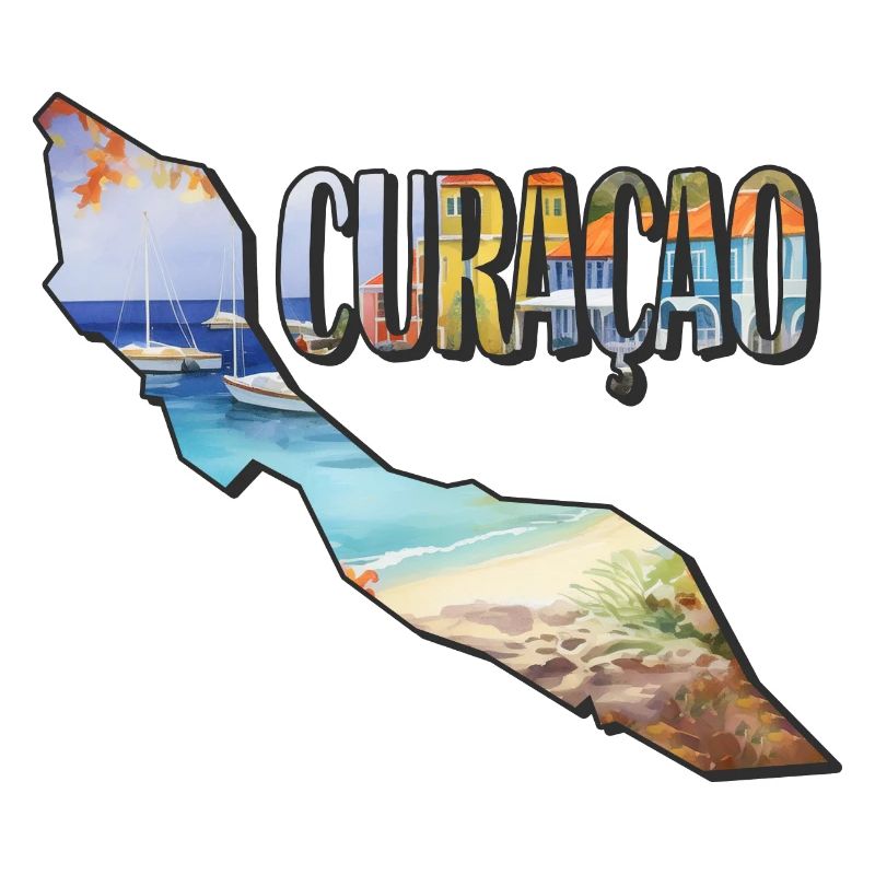 Watercolor Map Curacao
