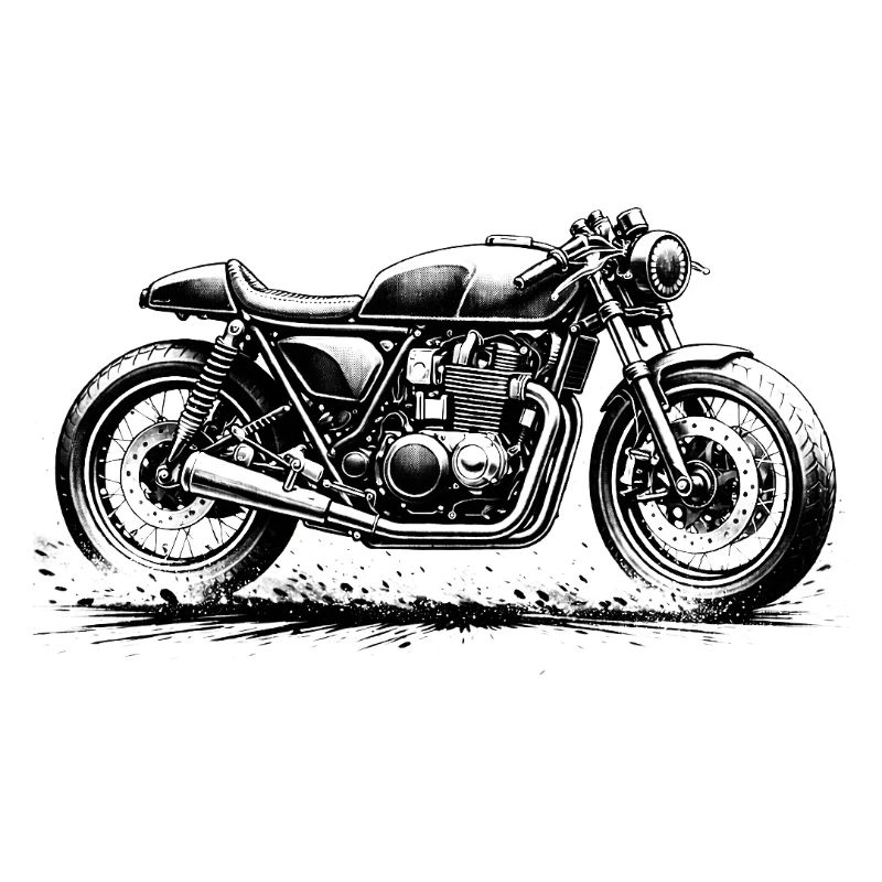 Café Racer Side View Monochrome
