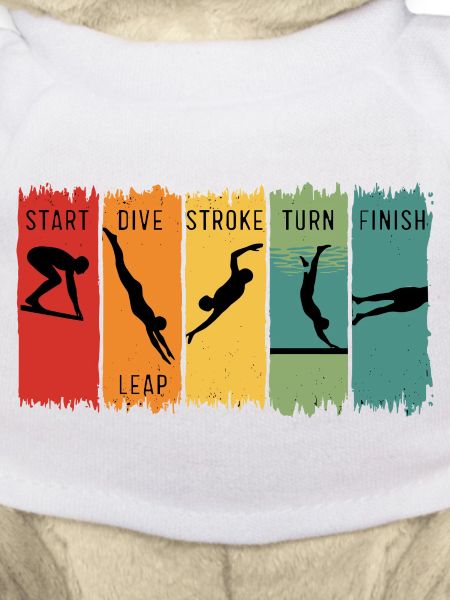 Retro Swimming Steps Start Tauchschwimm-Finish